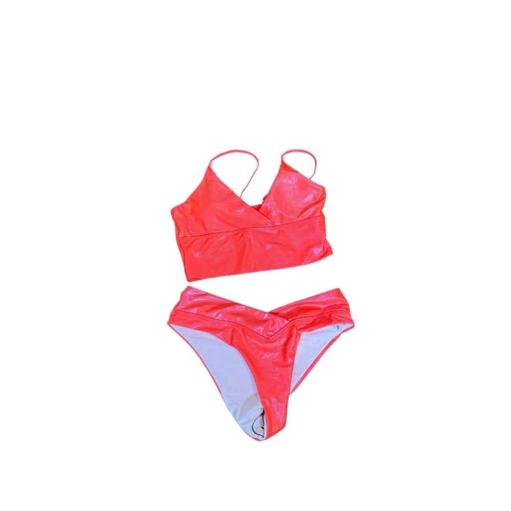 SHEIN Orange Shimmer Bikini Set Women's Large - Picture 10 of 11